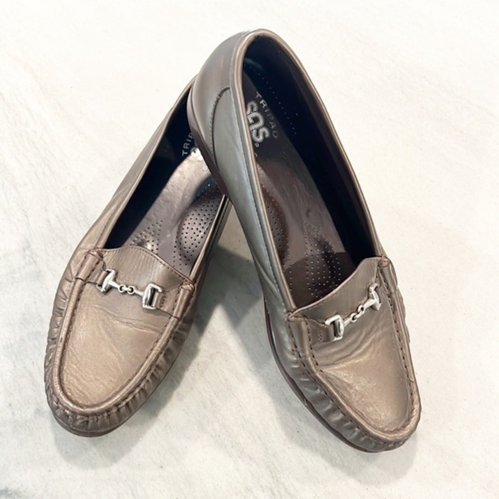 SAS Metro Tripad Comfort Bronze Metallic Leather Loafers Made in USA Size 9.5